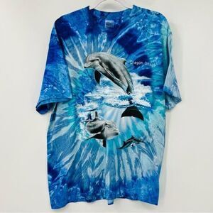 Gildan Heavy Weight Cotton Vintage Oregon Coast Dolphin T-shirt Size X-Large